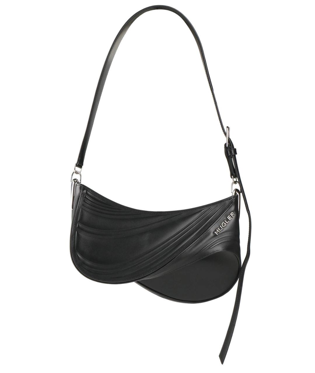 MUGLER Черная кожаная сумка с короткими ручками, фото 1