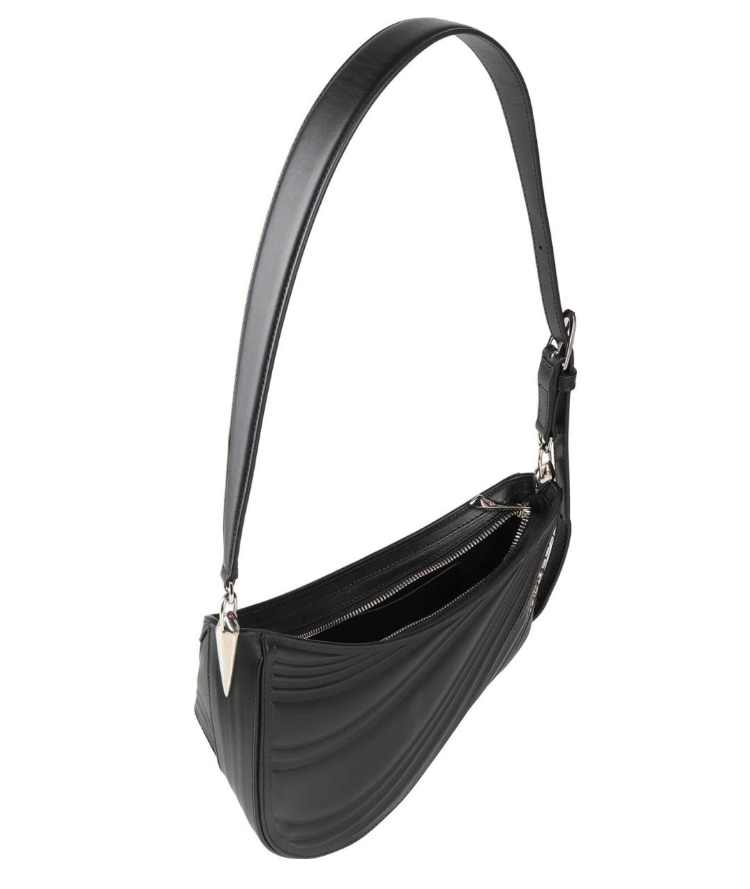 MUGLER Черная кожаная сумка с короткими ручками, фото 2