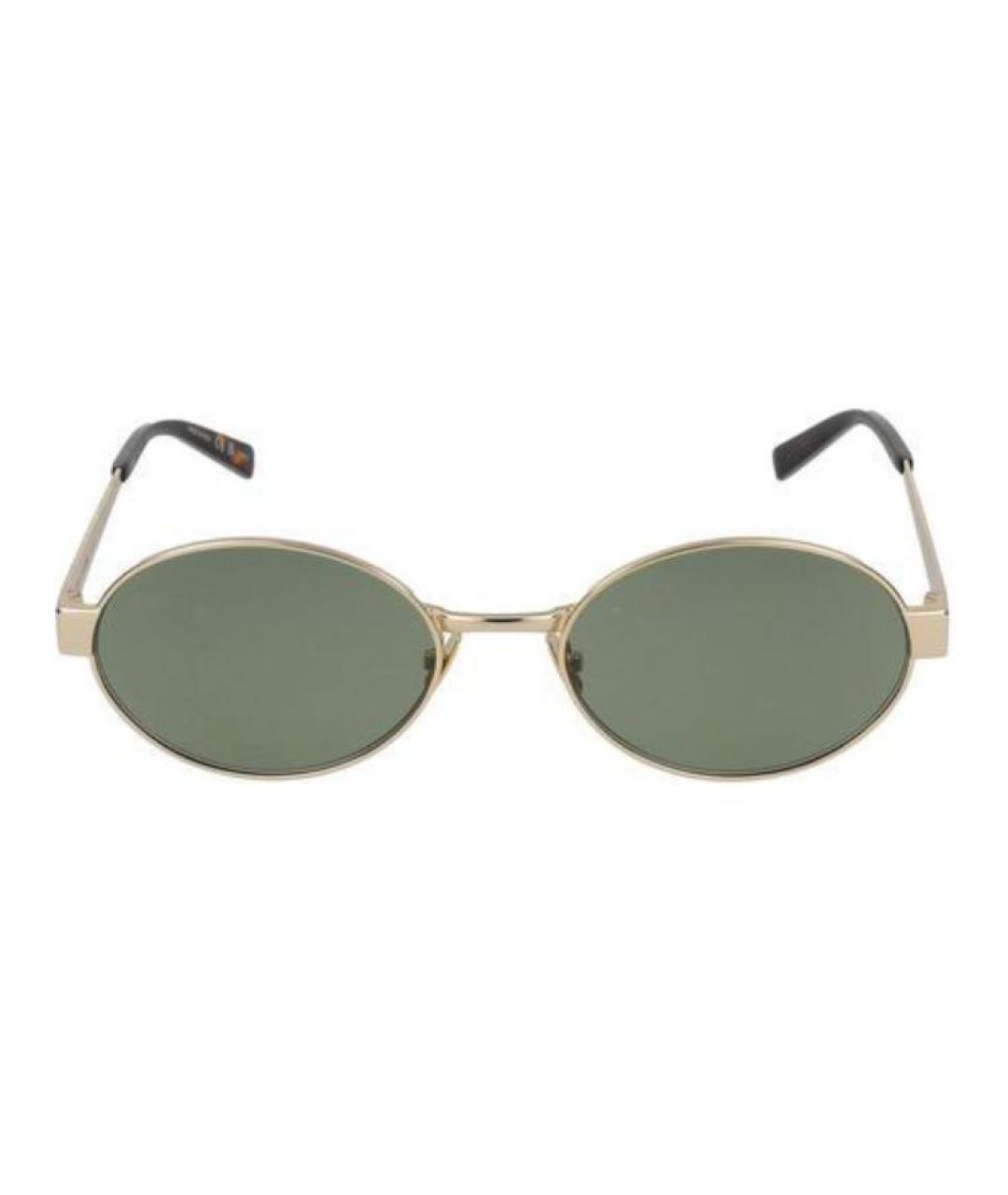 SAINT LAURENT Золотые металлические солнцезащитные очки, фото 4