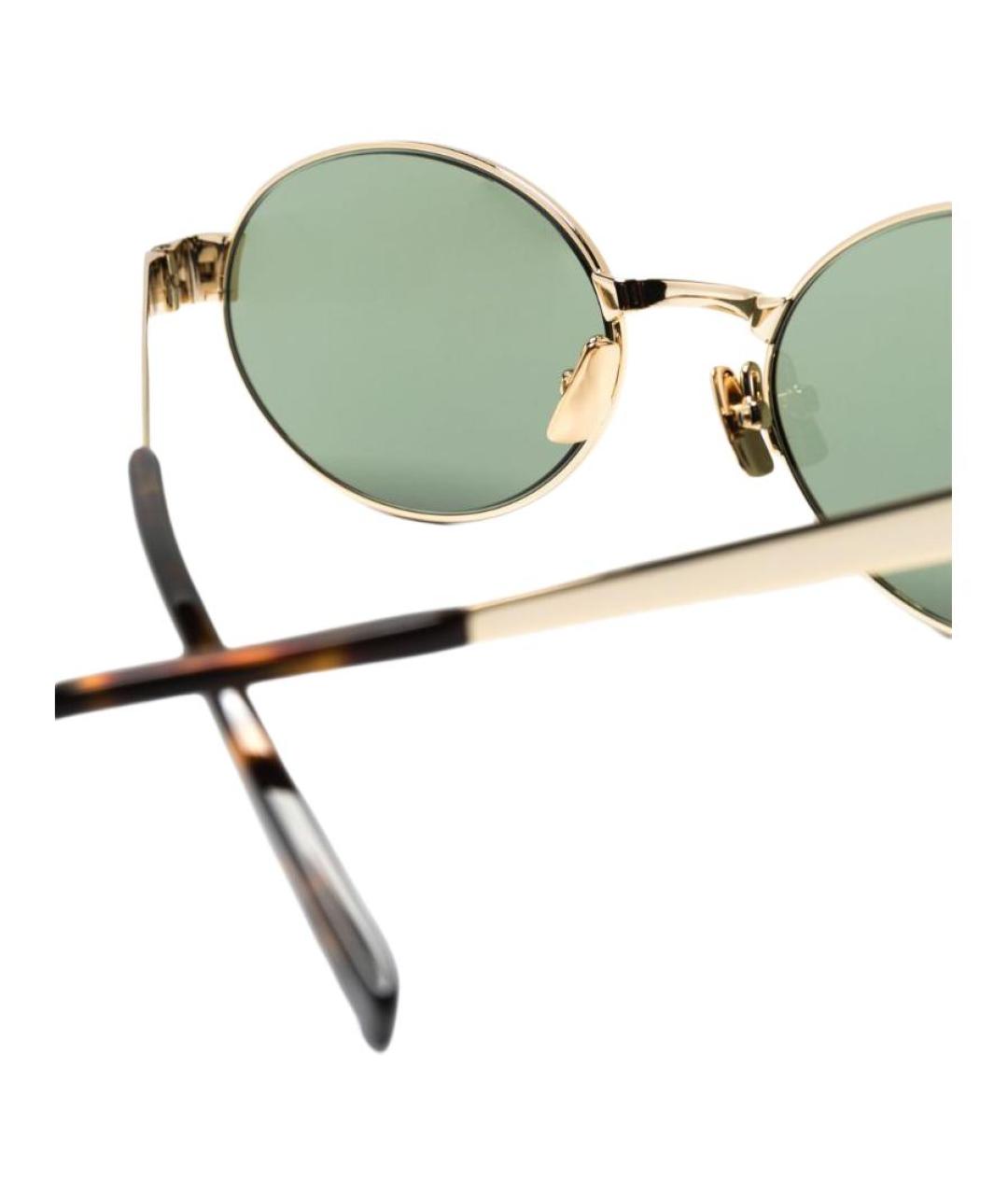 SAINT LAURENT Золотые металлические солнцезащитные очки, фото 5