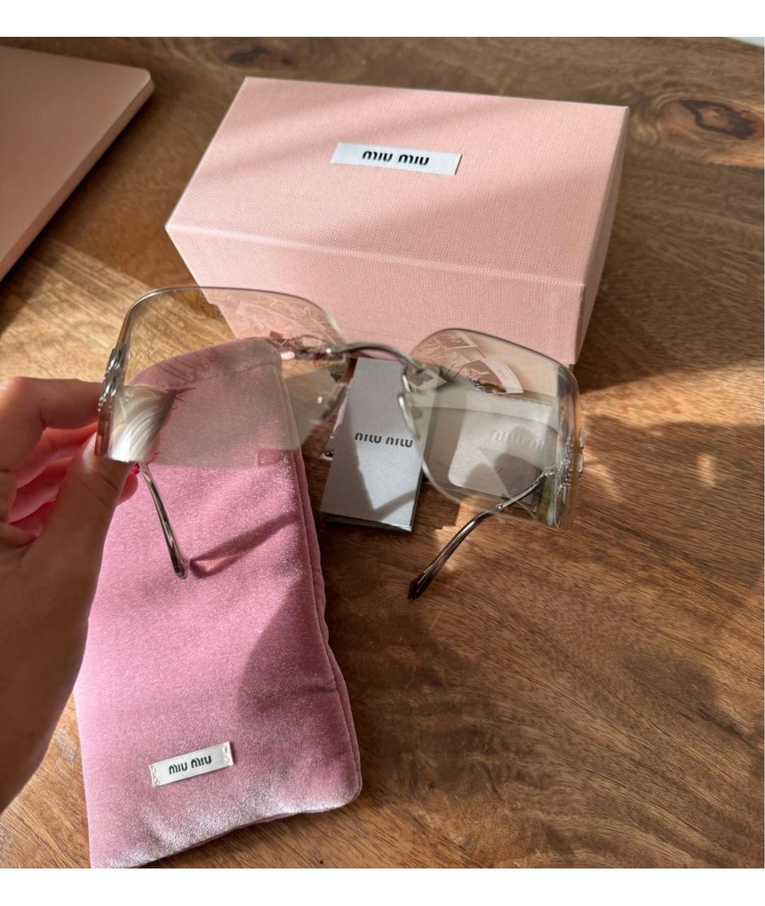 MIU MIU Серые металлические солнцезащитные очки, фото 3