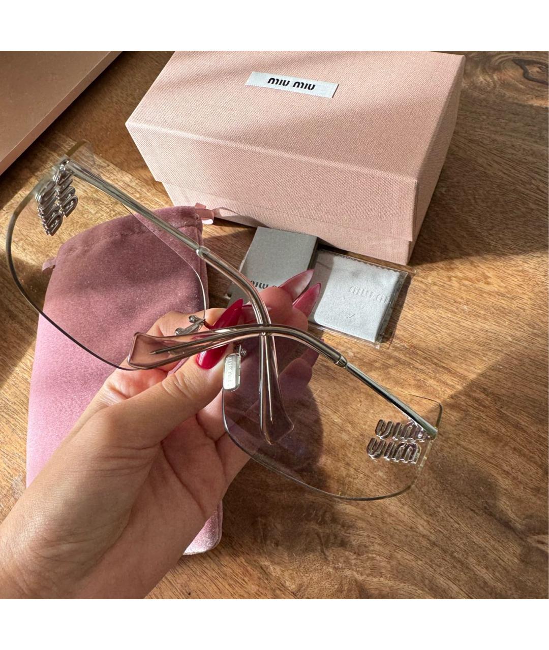 MIU MIU Серые металлические солнцезащитные очки, фото 5