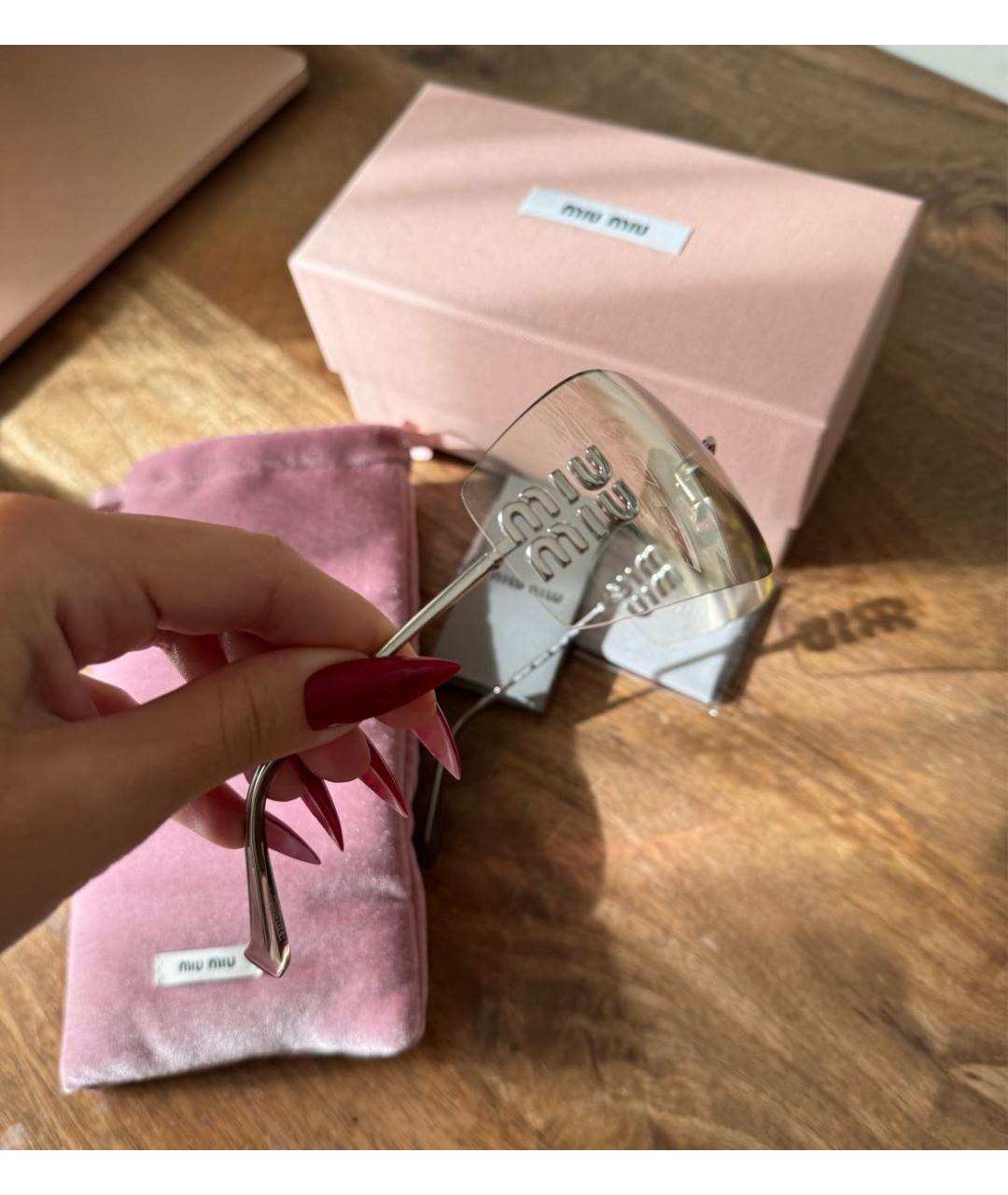 MIU MIU Серые металлические солнцезащитные очки, фото 4