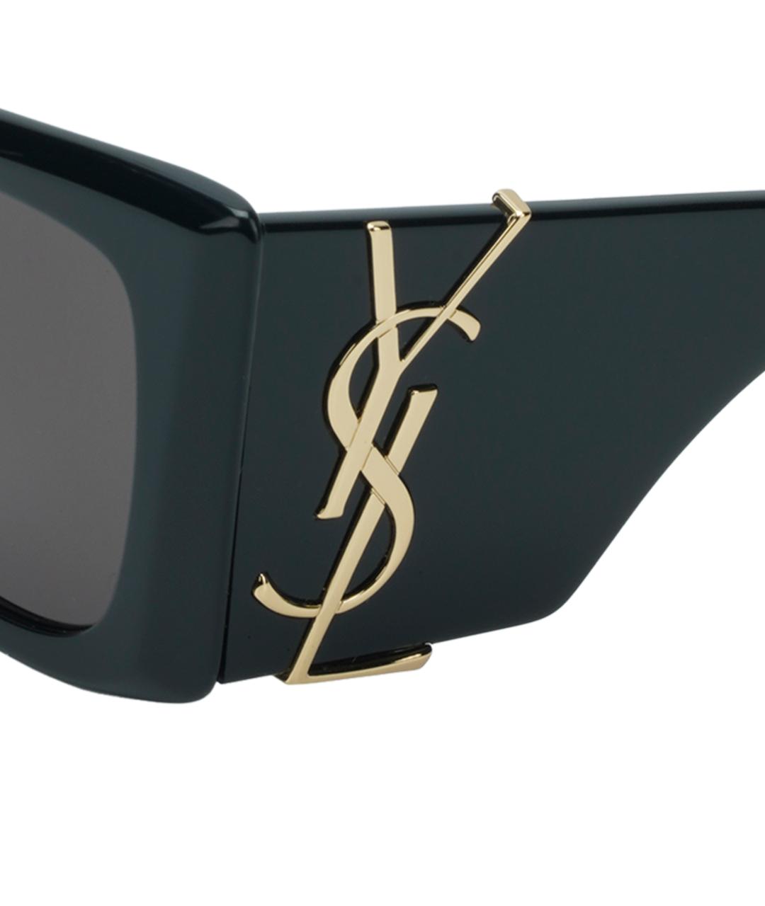 SAINT LAURENT Бирюзовые пластиковые солнцезащитные очки, фото 5