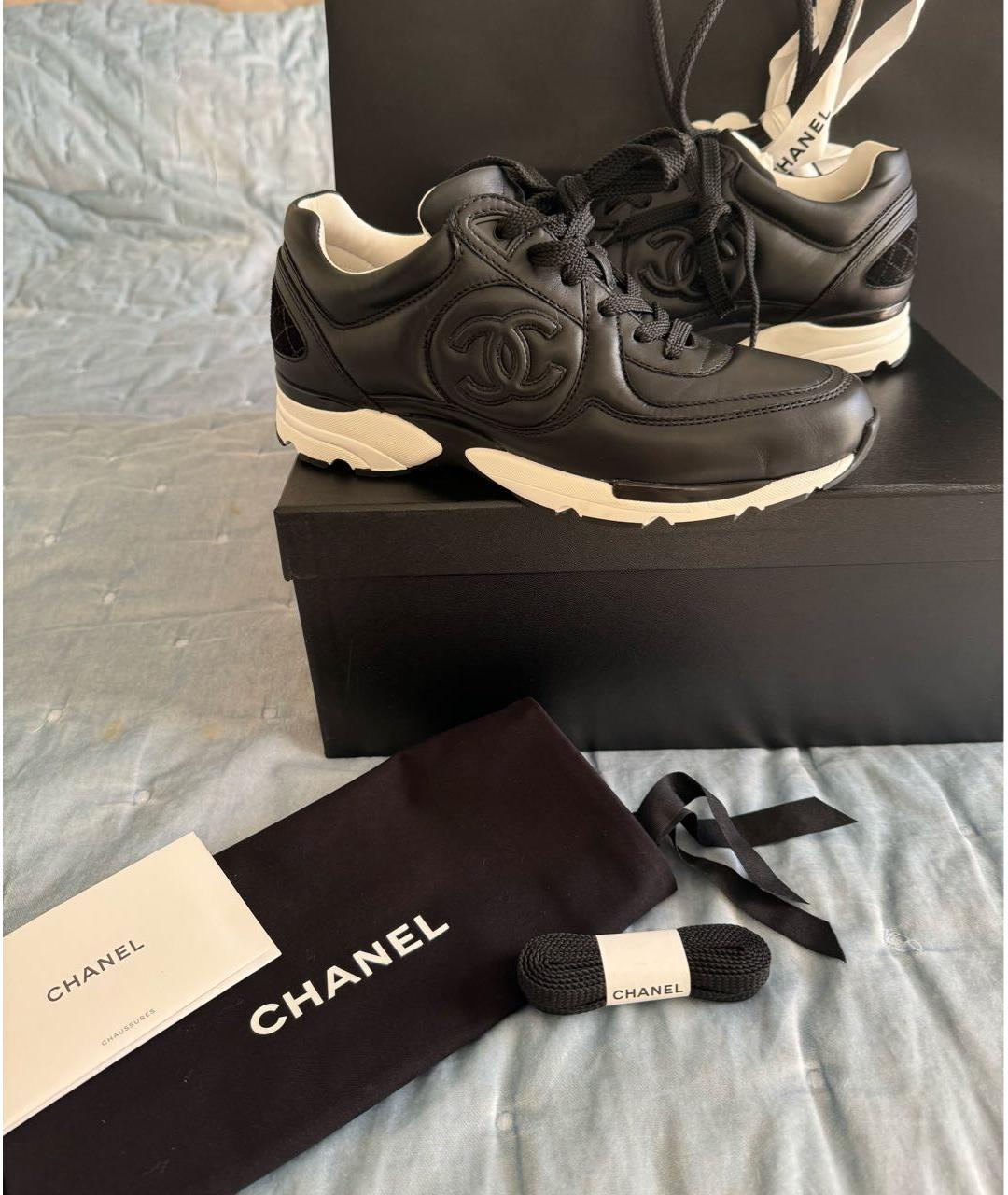 CHANEL Черные кожаные кроссовки, фото 2