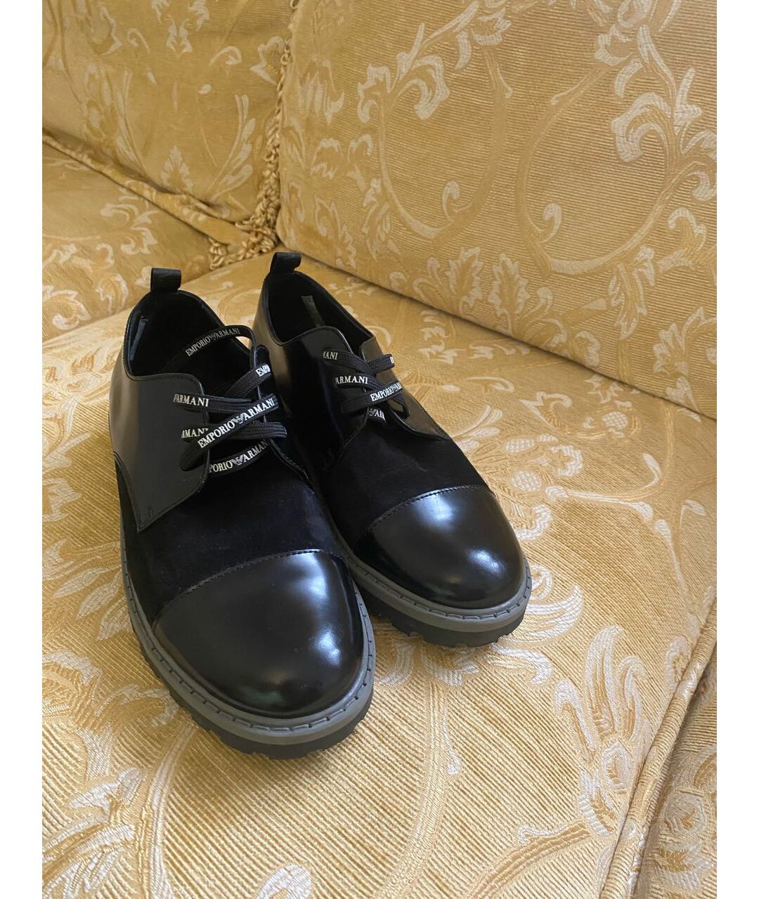 EMPORIO ARMANI Черные ботинки из лакированной кожи, фото 2
