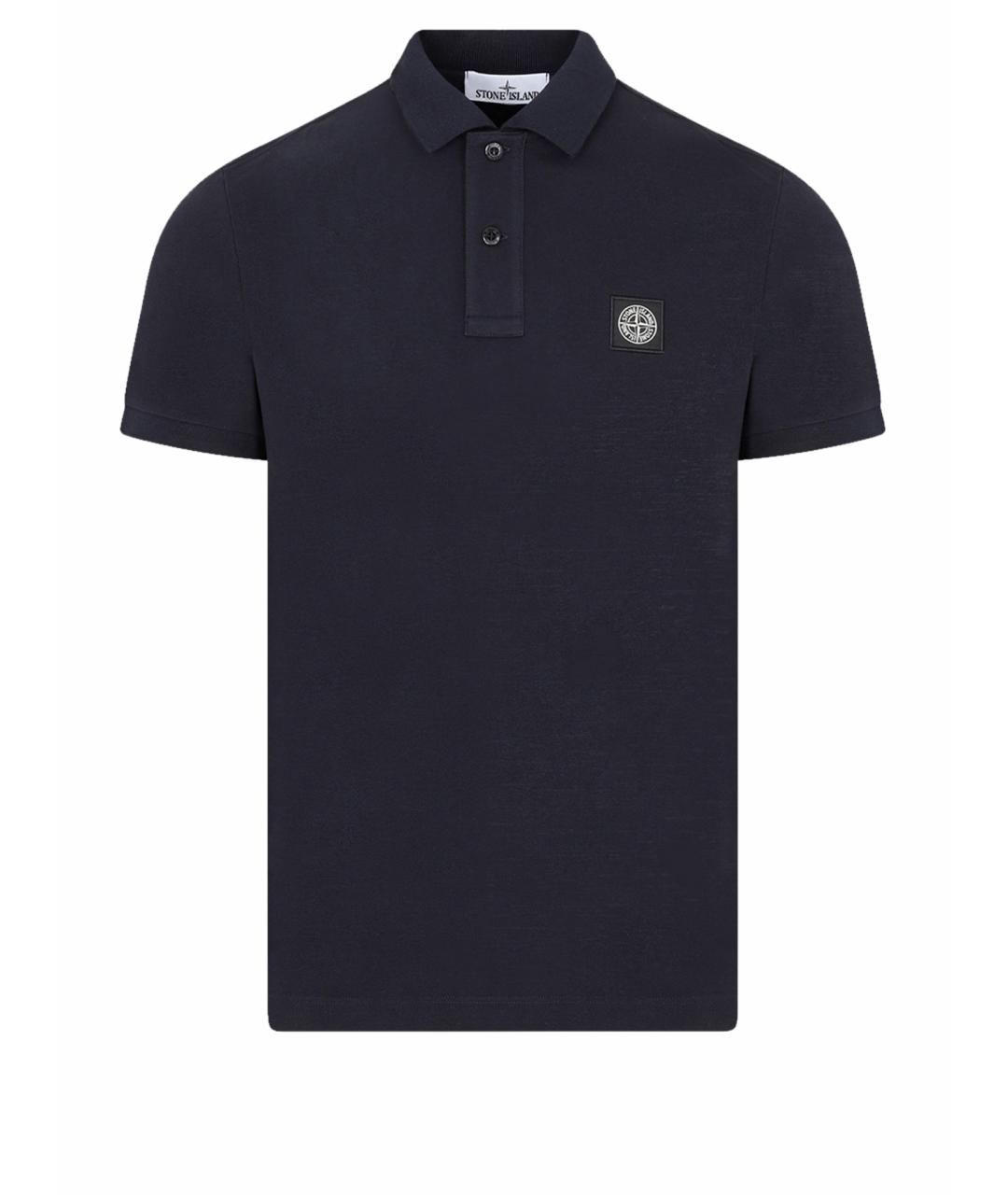 STONE ISLAND Темно-синее хлопковое поло с коротким рукавом, фото 1