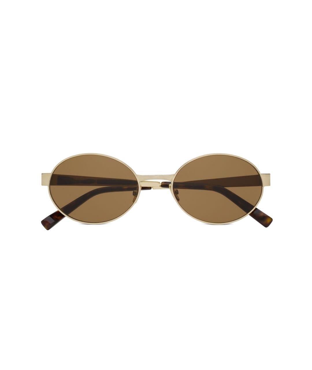 SAINT LAURENT Золотые металлические солнцезащитные очки, фото 2