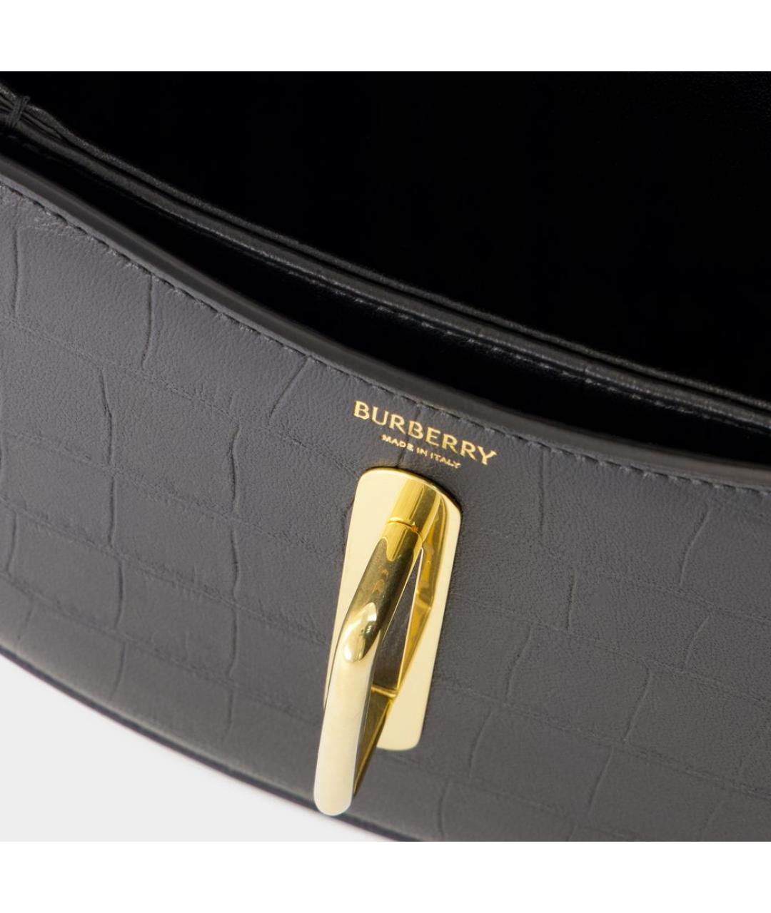 BURBERRY Черная кожаная сумка через плечо, фото 4