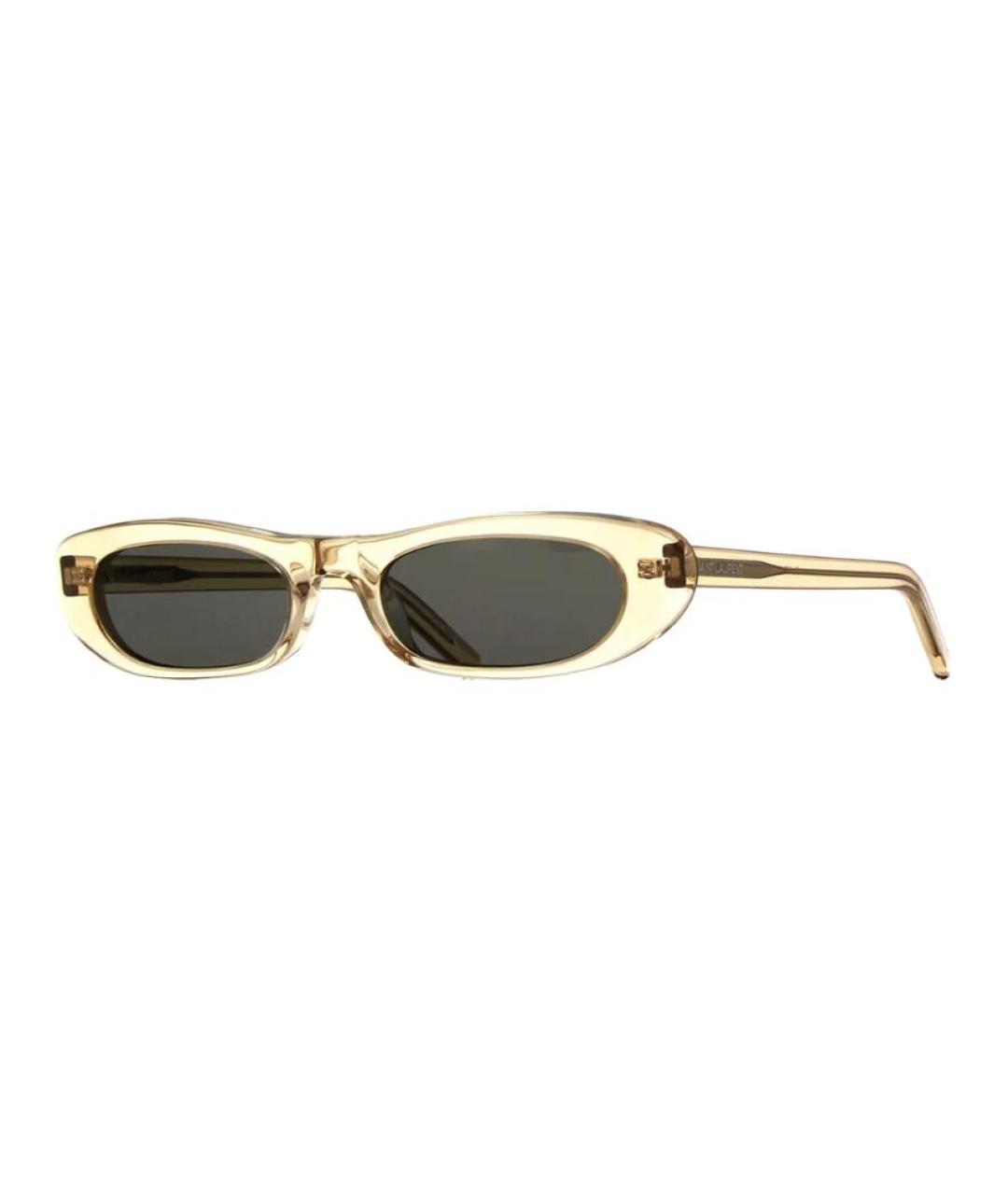 SAINT LAURENT Золотые пластиковые солнцезащитные очки, фото 1