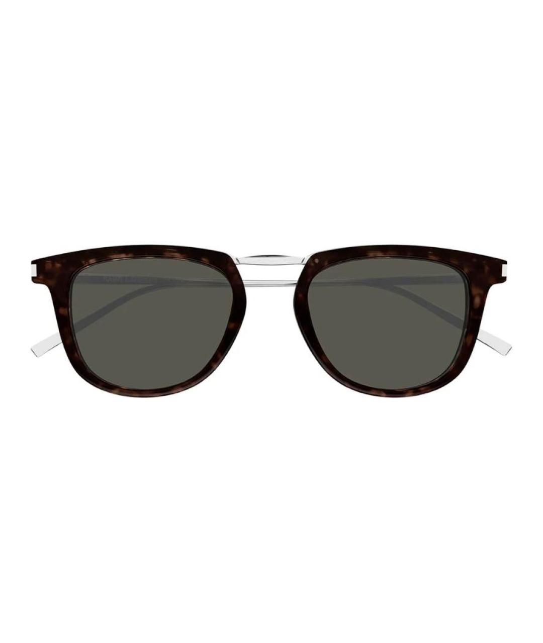 SAINT LAURENT Коричневые пластиковые солнцезащитные очки, фото 2