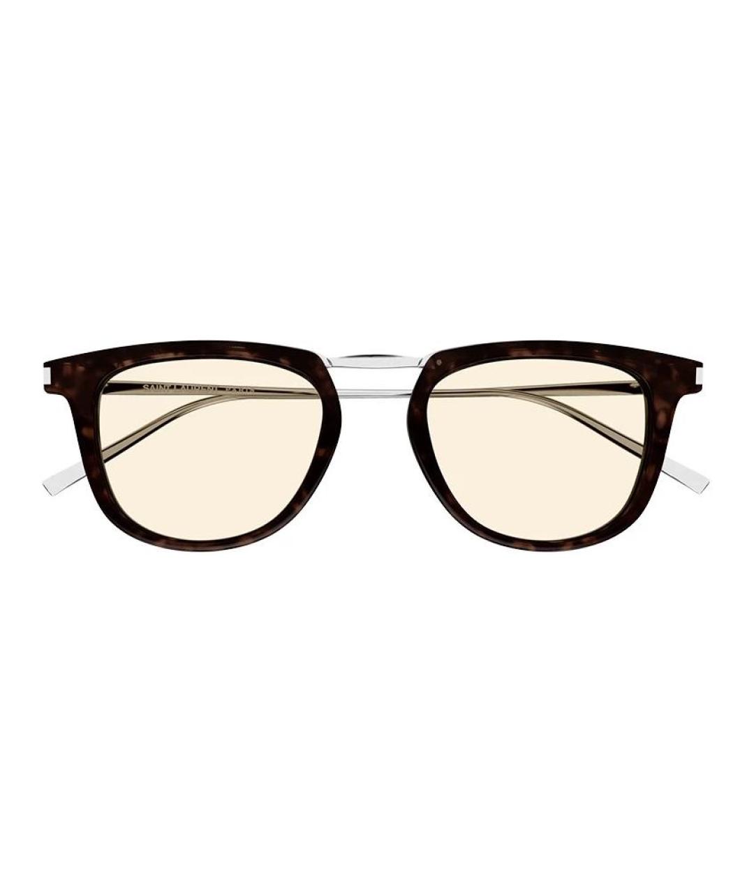 SAINT LAURENT Коричневые пластиковые солнцезащитные очки, фото 2