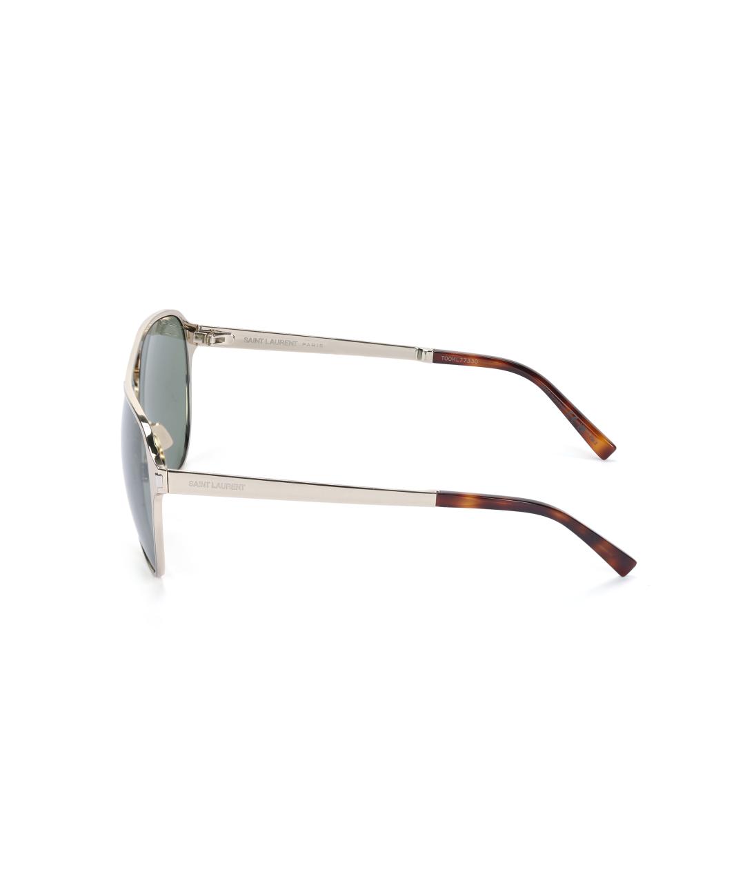 SAINT LAURENT Золотые металлические солнцезащитные очки, фото 3