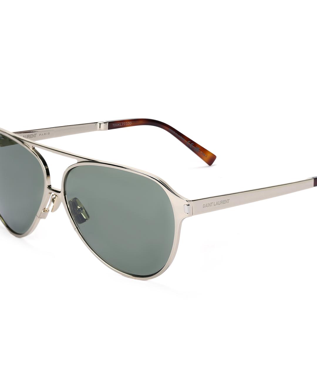 SAINT LAURENT Золотые металлические солнцезащитные очки, фото 4