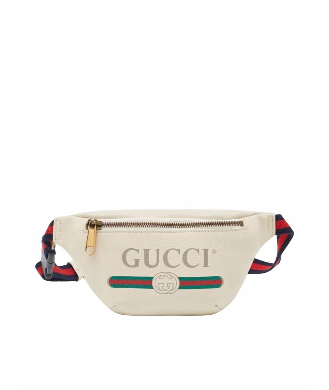 GUCCI Бежевая кожаная поясная сумка, фото 1