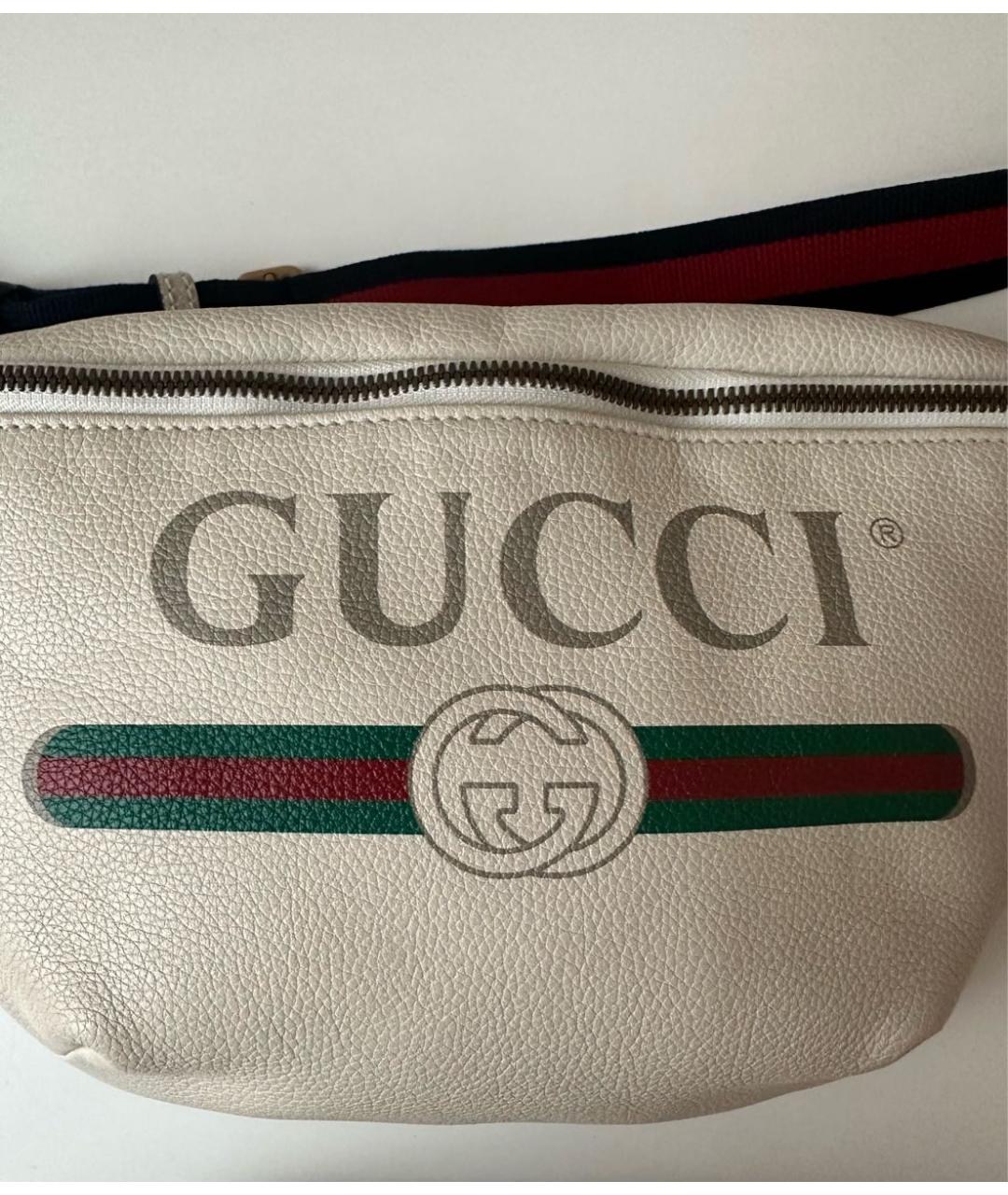 GUCCI Бежевая кожаная поясная сумка, фото 5