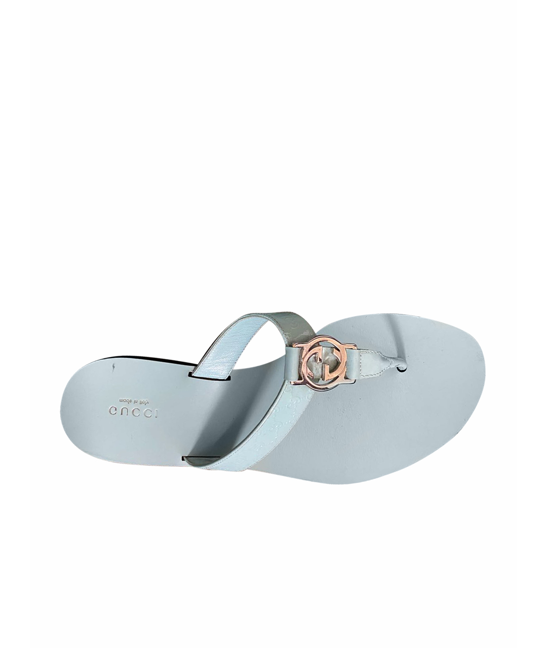 GUCCI Бирюзовые кожаные шлепанцы, фото 1