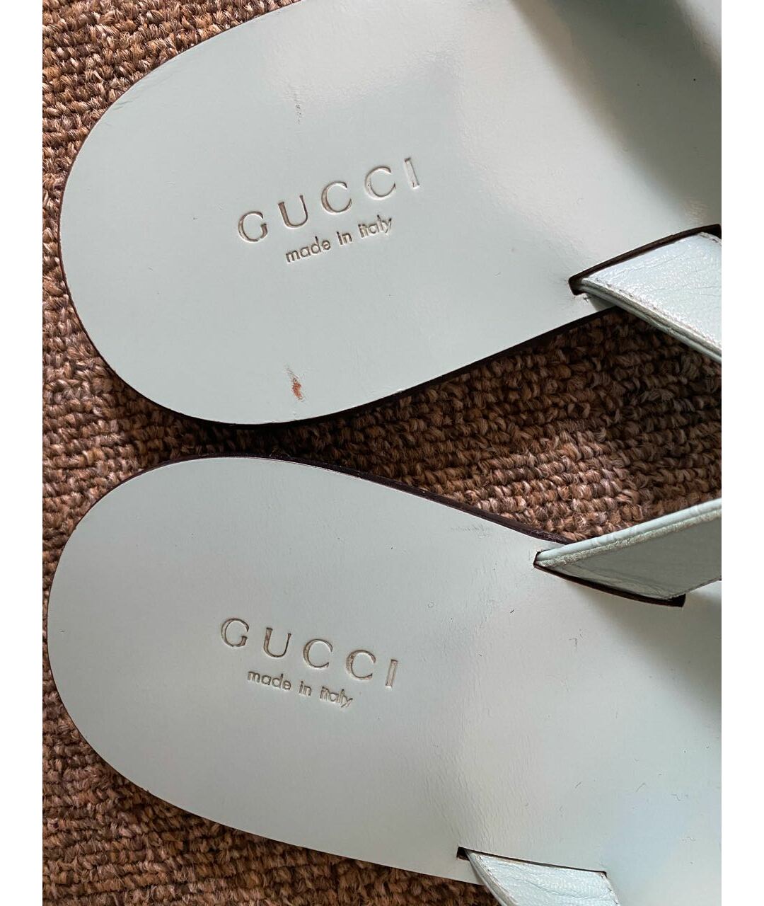 GUCCI Бирюзовые кожаные шлепанцы, фото 3