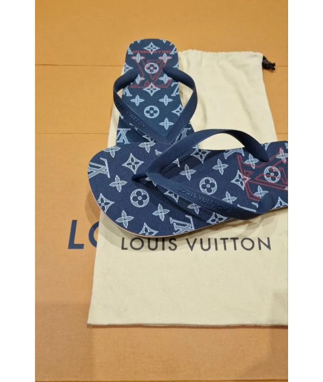 LOUIS VUITTON Синие резиновые шлепанцы, фото 2