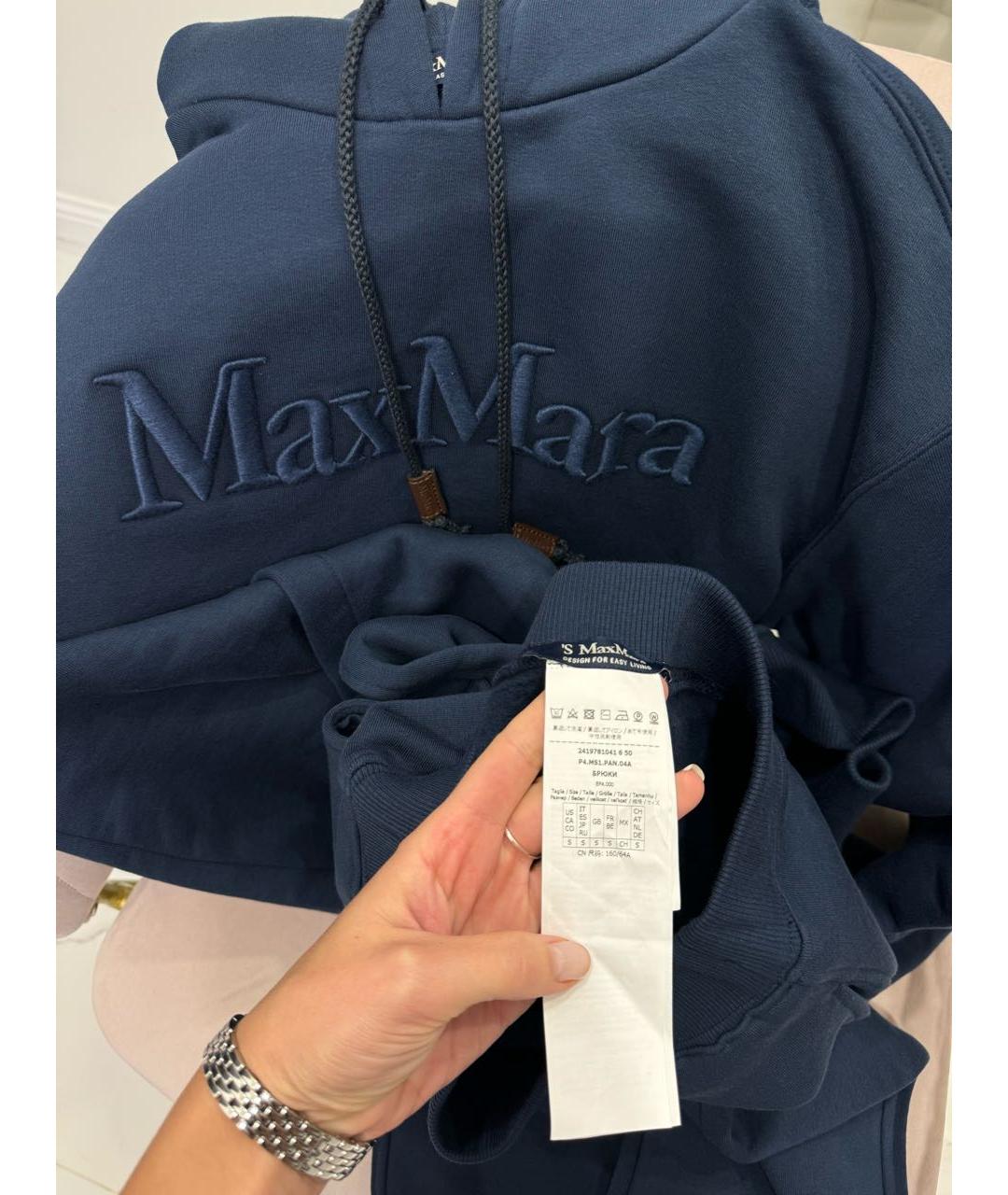 'S MAX MARA Темно-синий хлопковый костюм с брюками, фото 8