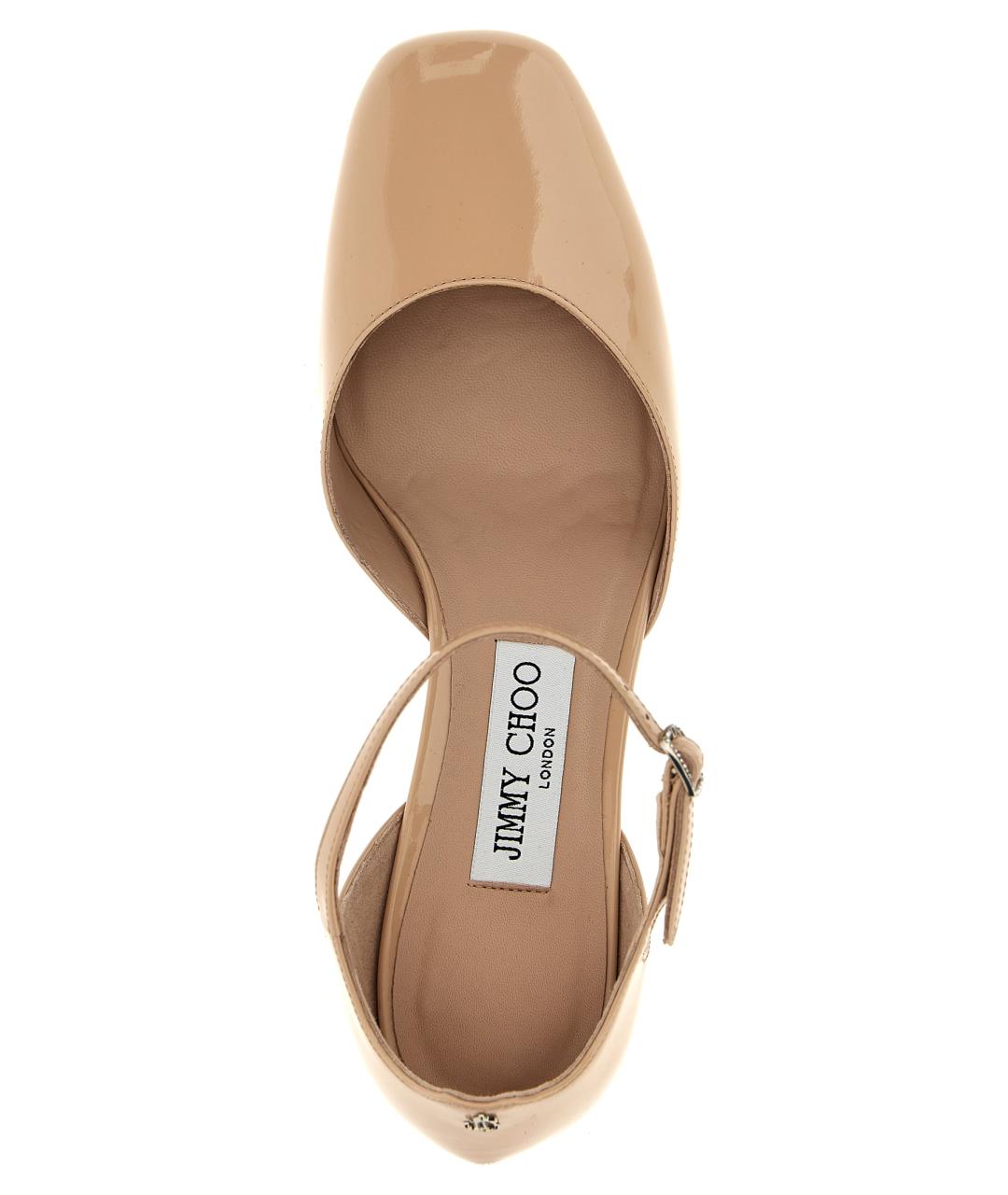 JIMMY CHOO Бежевые туфли из лакированной кожи, фото 4
