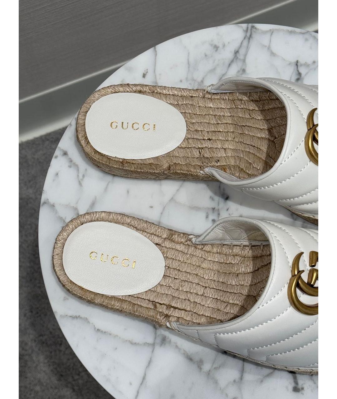 GUCCI Белые кожаные мюли, фото 2