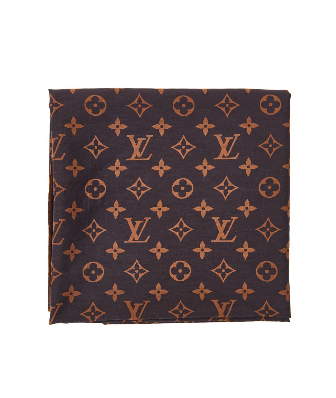 LOUIS VUITTON Коричневый хлопковый платок, фото 5