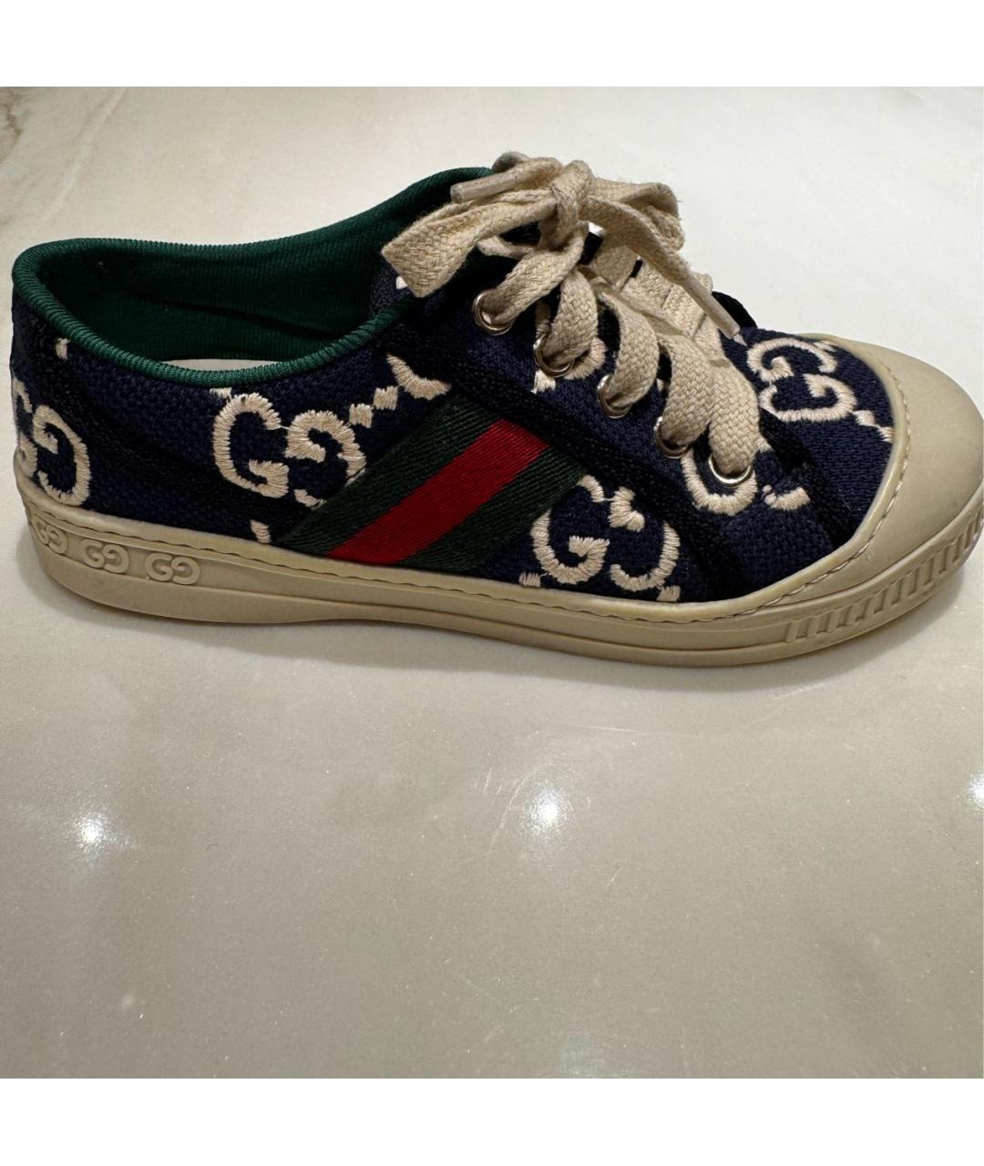 GUCCI KIDS Темно-синие текстильные кеды, фото 8