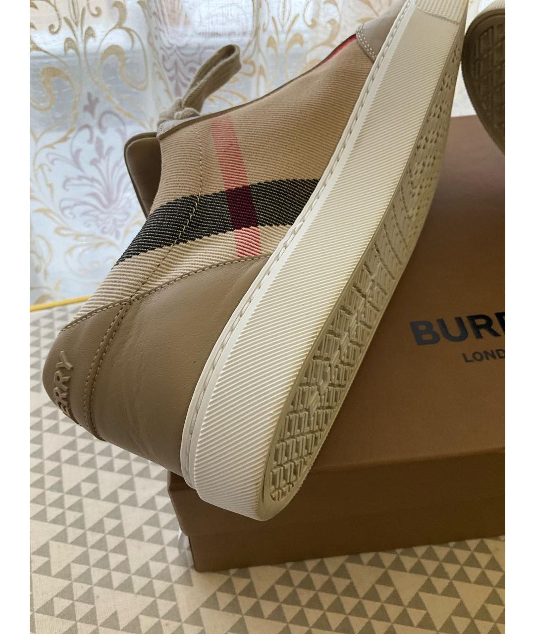 BURBERRY Бежевые кожаные кеды, фото 6