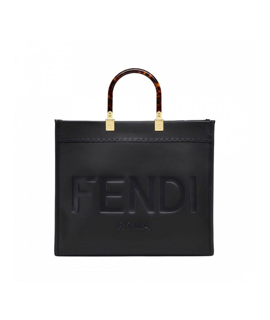 FENDI Черная кожаная сумка тоут, фото 9