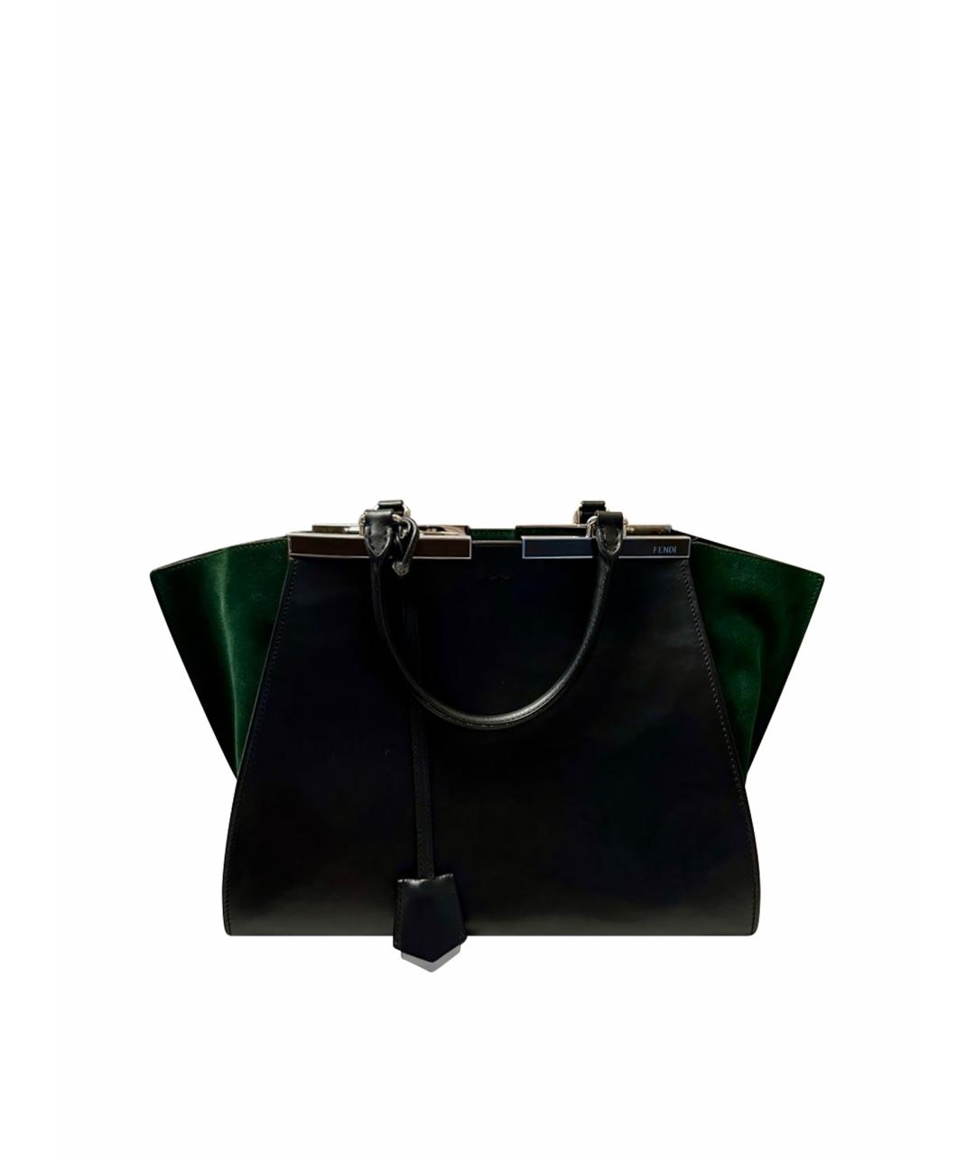 FENDI Черная кожаная сумка тоут, фото 1
