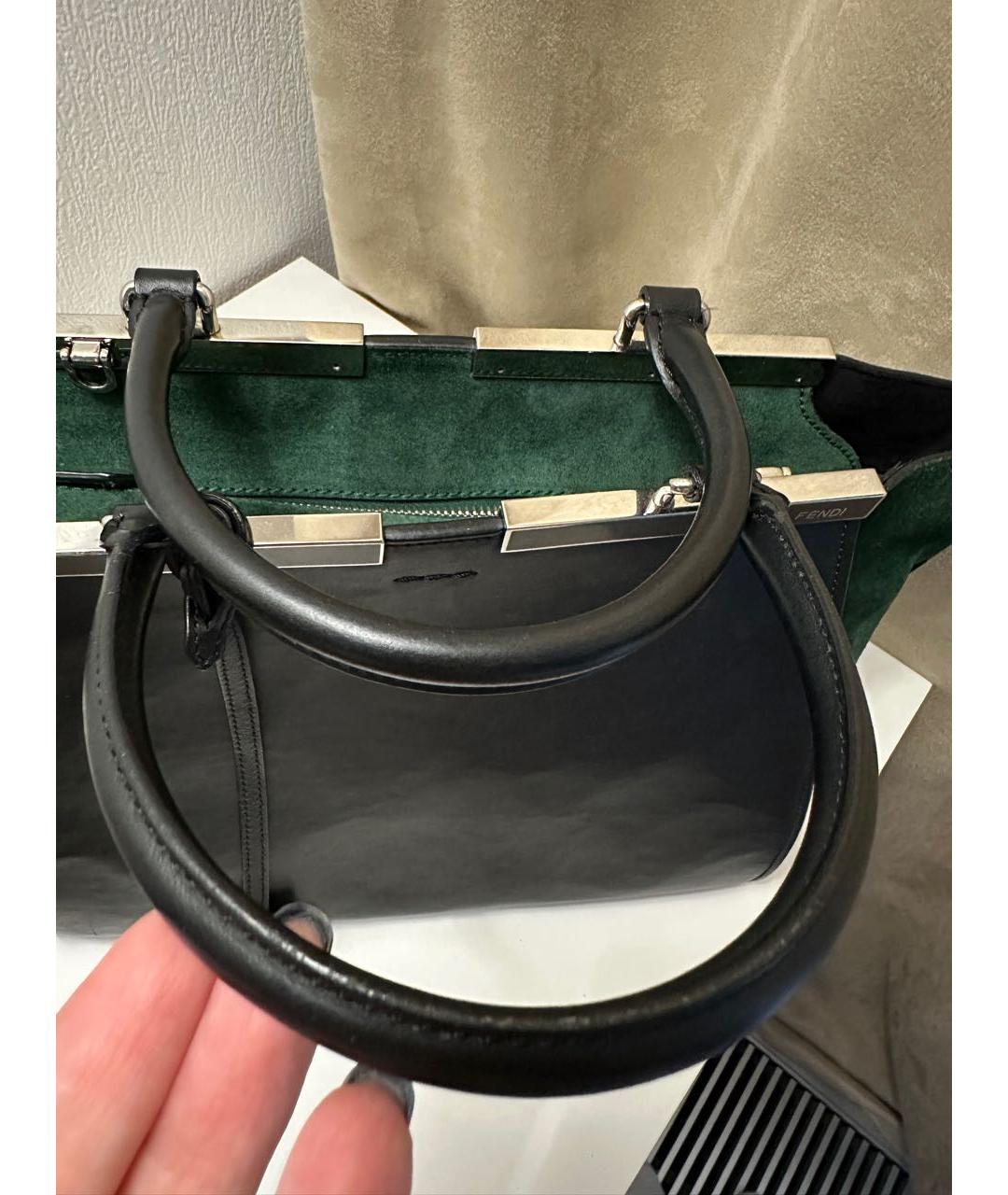 FENDI Черная кожаная сумка тоут, фото 7