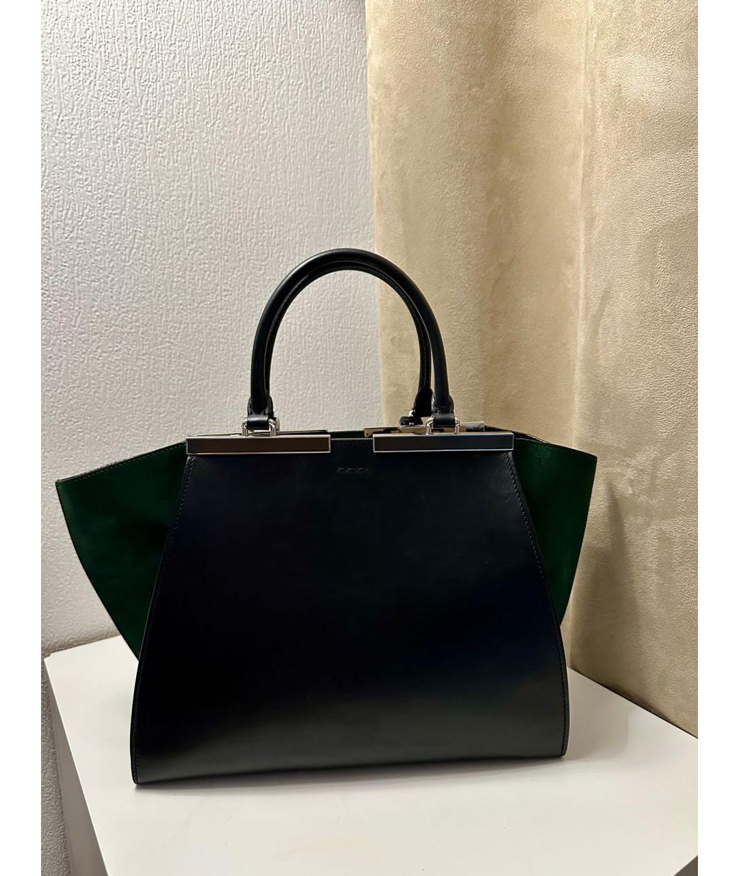 FENDI Черная кожаная сумка тоут, фото 2