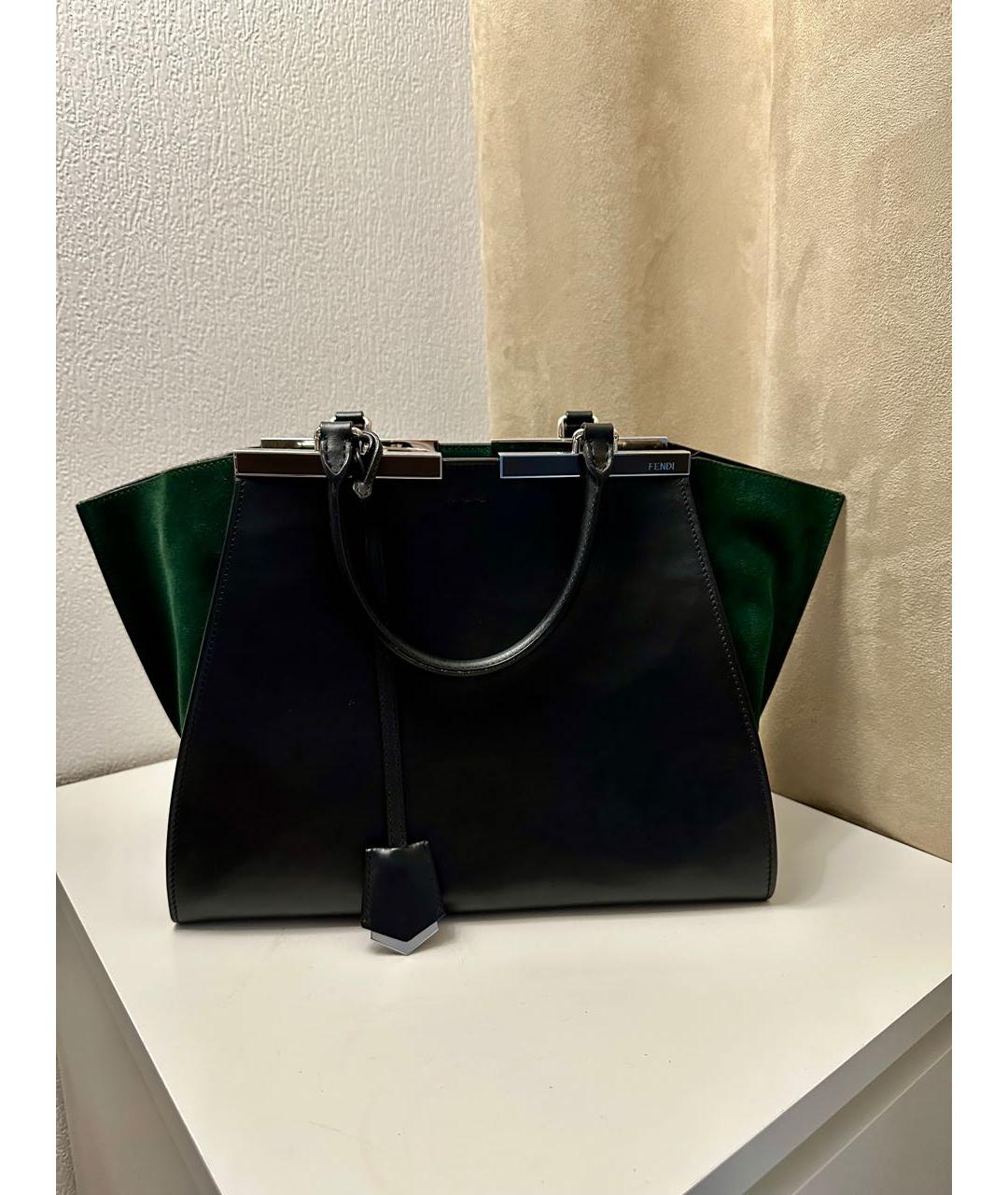 FENDI Черная кожаная сумка тоут, фото 8