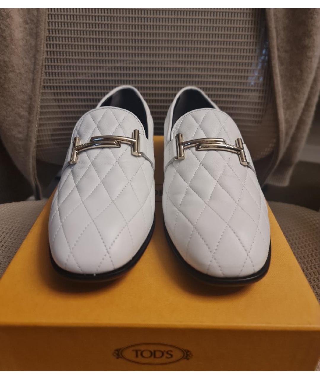 TOD'S Белые кожаные лоферы, фото 2