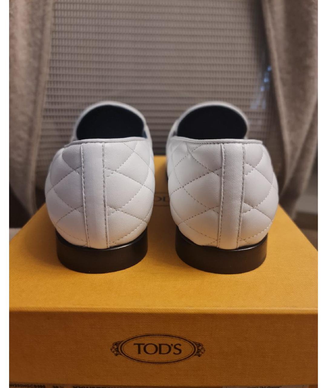 TOD'S Белые кожаные лоферы, фото 4