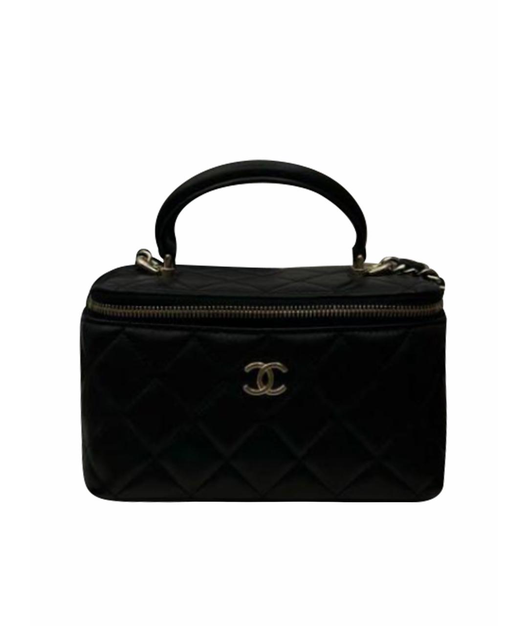 CHANEL Черная кожаная сумка с короткими ручками, фото 1