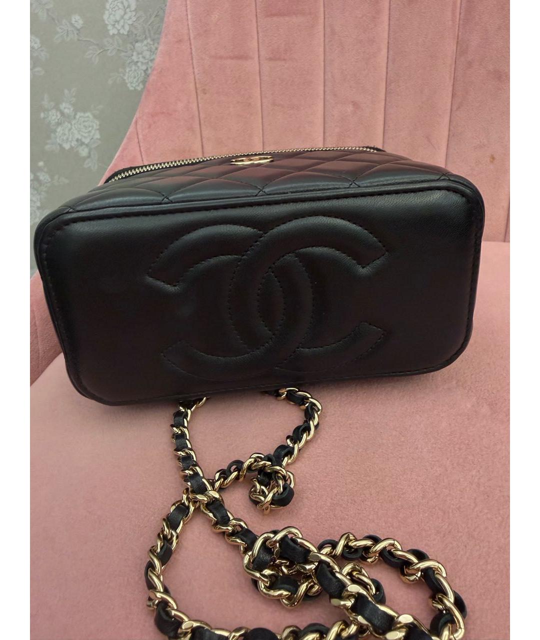 CHANEL Черная кожаная сумка с короткими ручками, фото 3