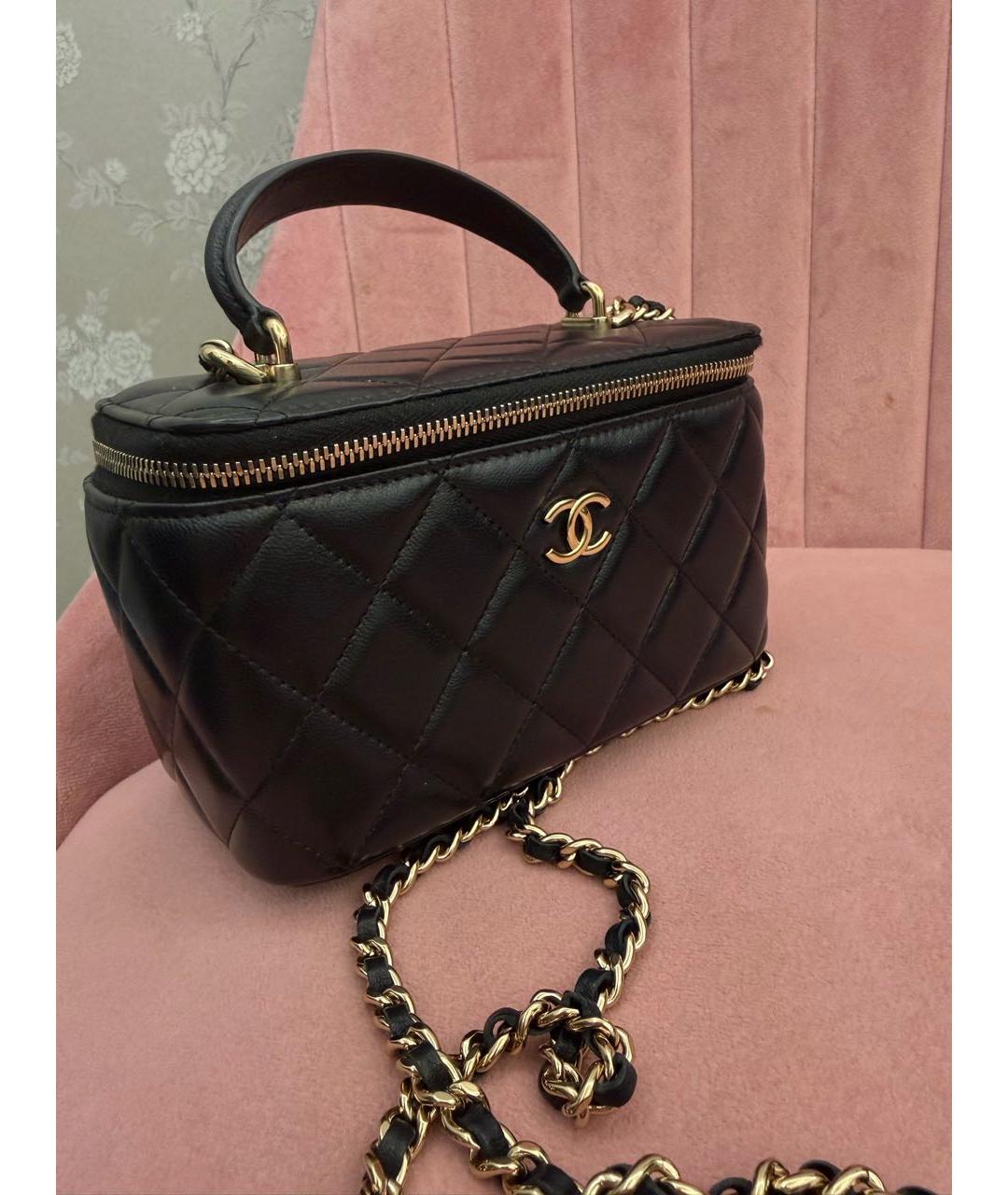 CHANEL Черная кожаная сумка с короткими ручками, фото 2