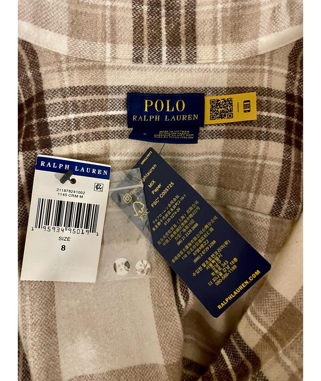 POLO RALPH LAUREN Бежевое хлопковое повседневное платье, фото 3