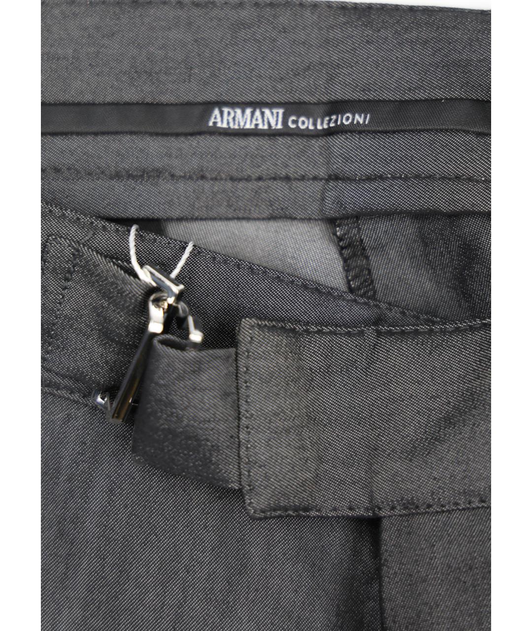 ARMANI COLLEZIONI Серые шерстяные повседневные брюки, фото 3