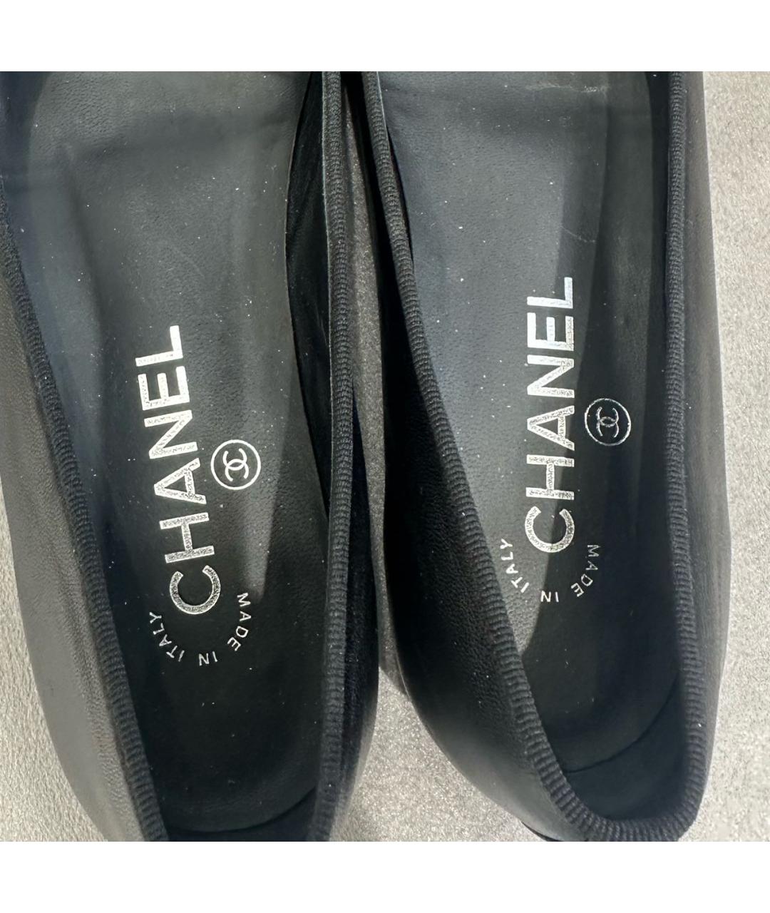 CHANEL Черные кожаные балетки, фото 5