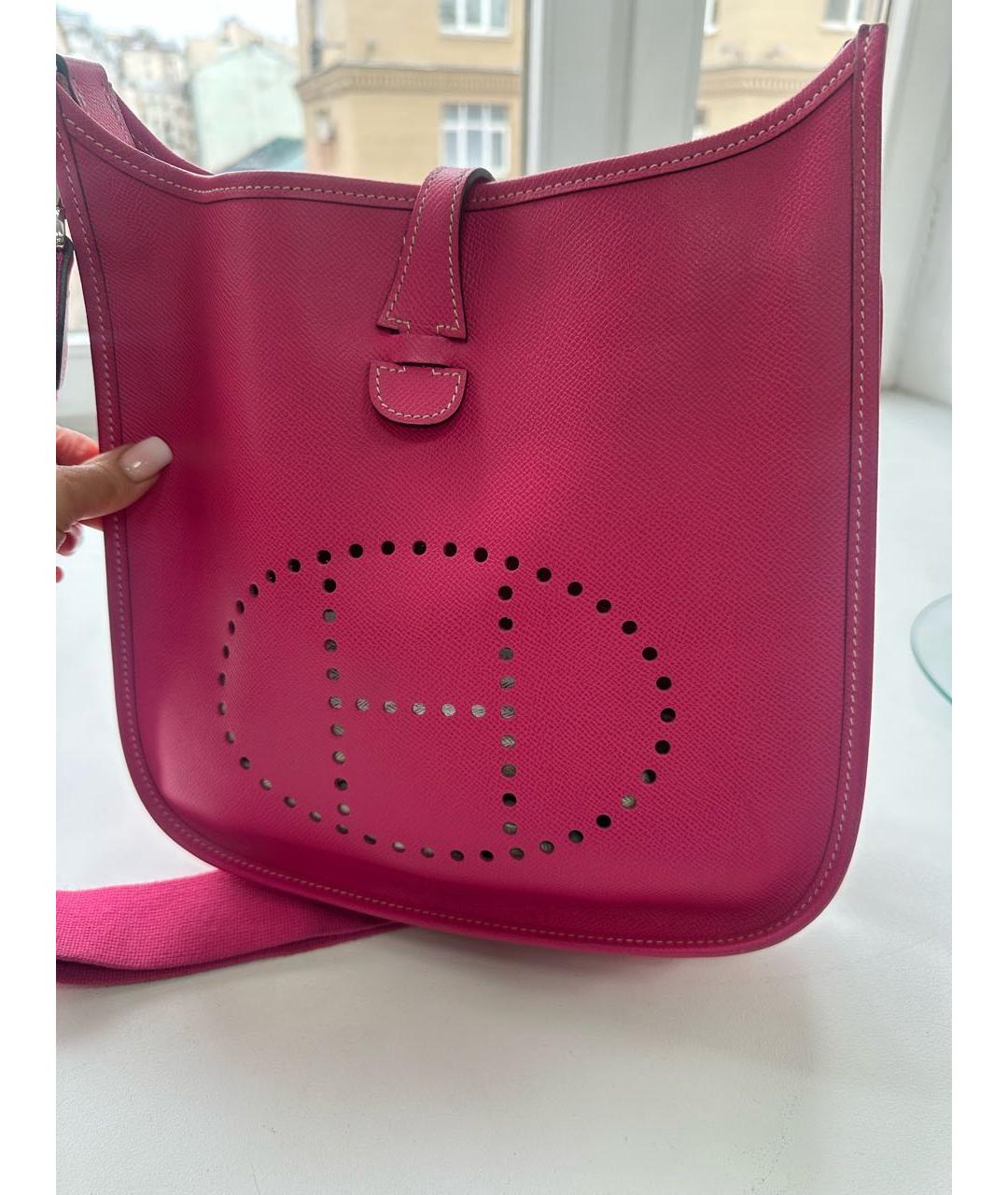 HERMES Фуксия кожаная сумка через плечо, фото 6