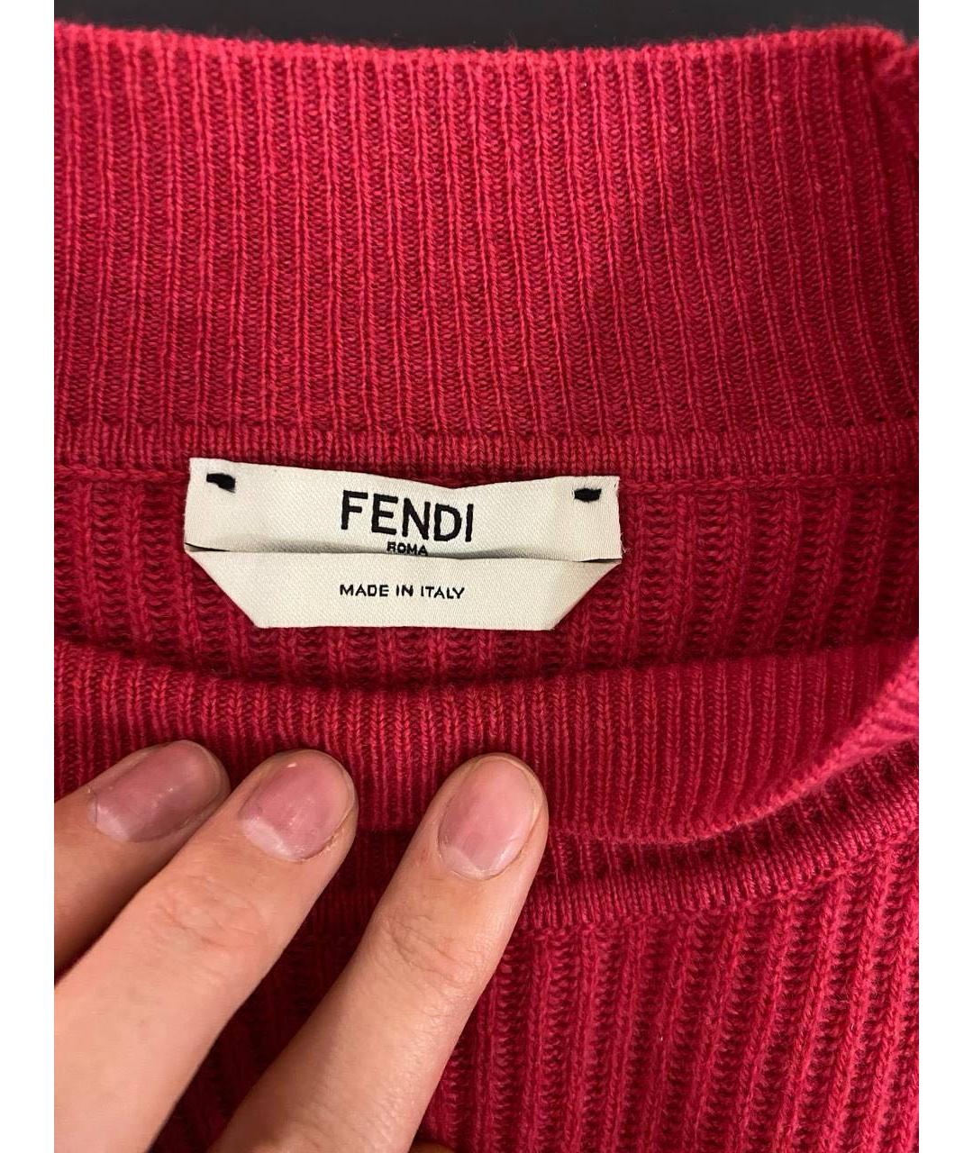 FENDI Бордовое шерстяное повседневное платье, фото 6