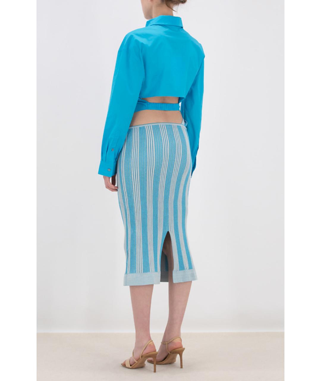 JACQUEMUS Голубая хлопковая юбка миди, фото 4