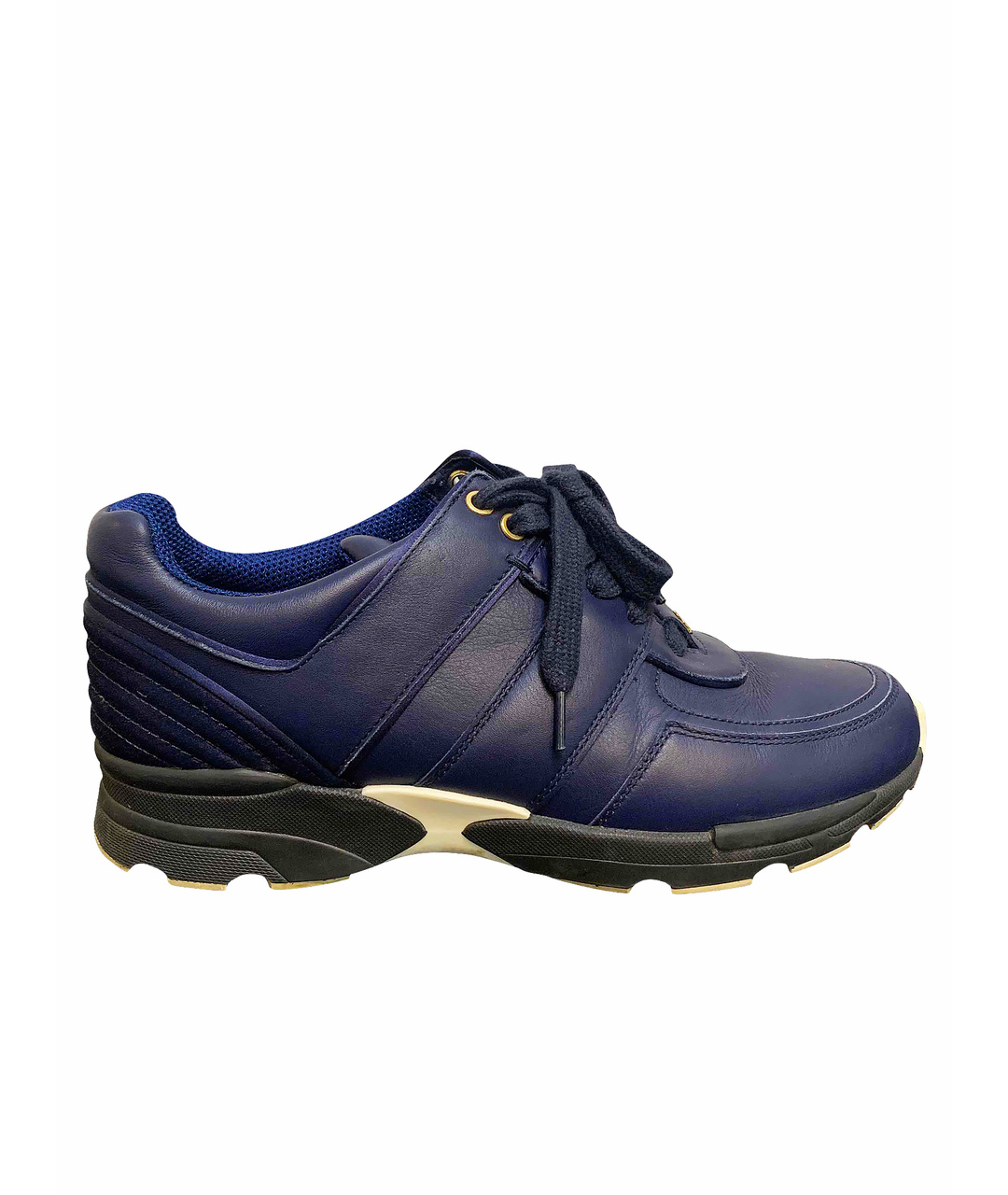 CHANEL PRE-OWNED Темно-синие кожаные кроссовки, фото 1