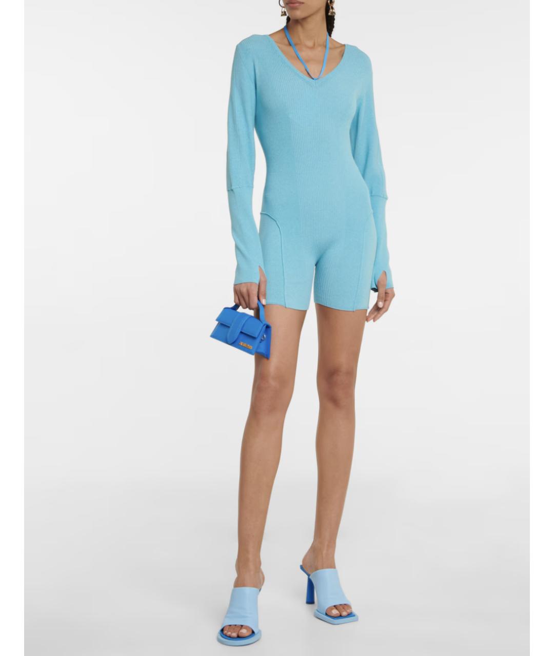 JACQUEMUS Голубой вискозный комбинезон, фото 2