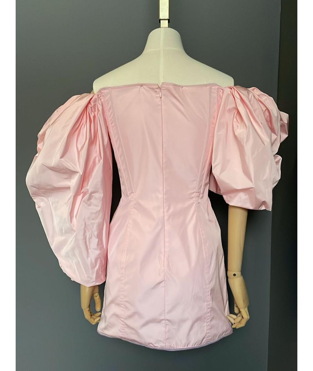 JACQUEMUS Розовое шелковое коктейльное платье, фото 3
