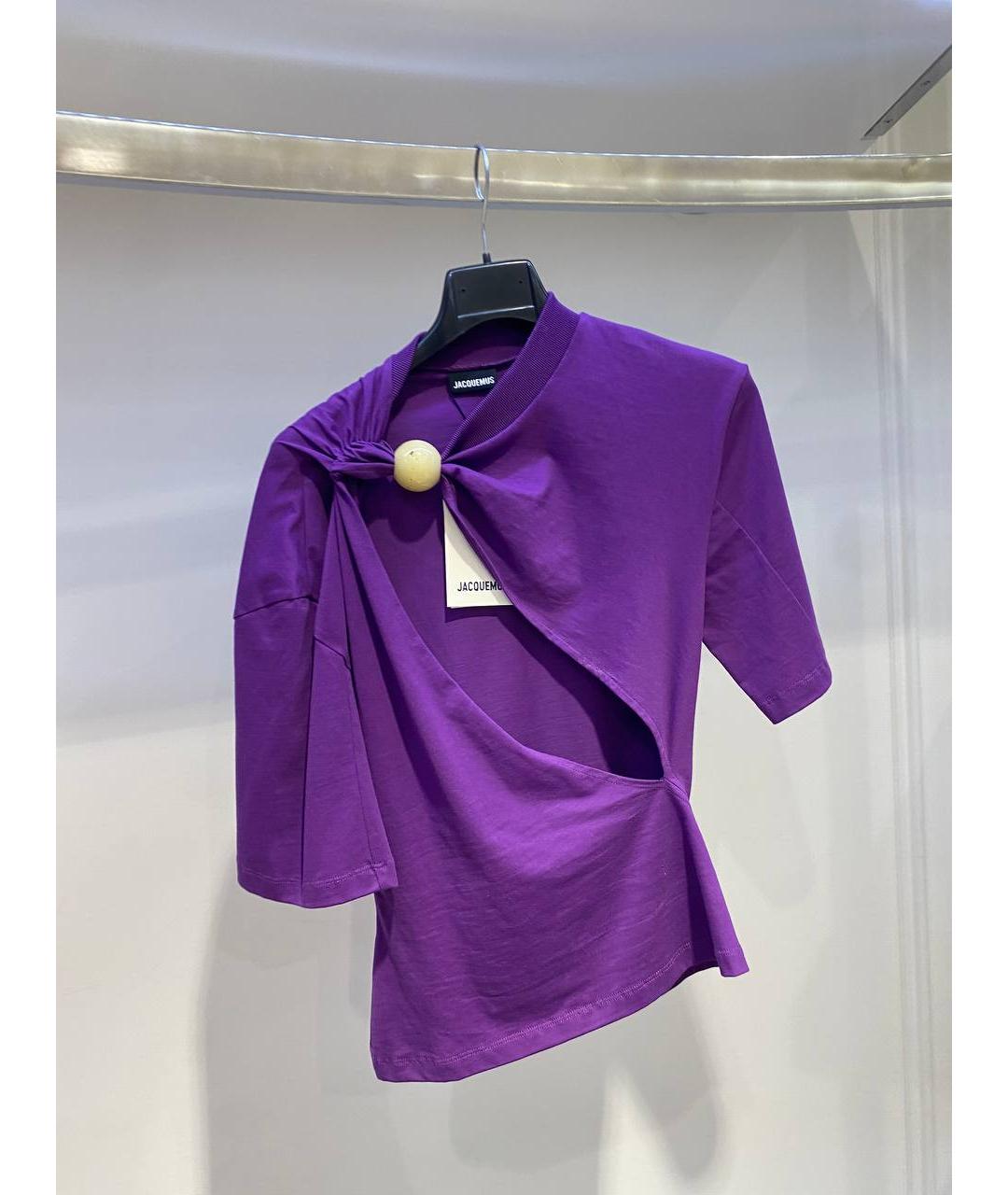 JACQUEMUS Фиолетовая хлопковая футболка, фото 3