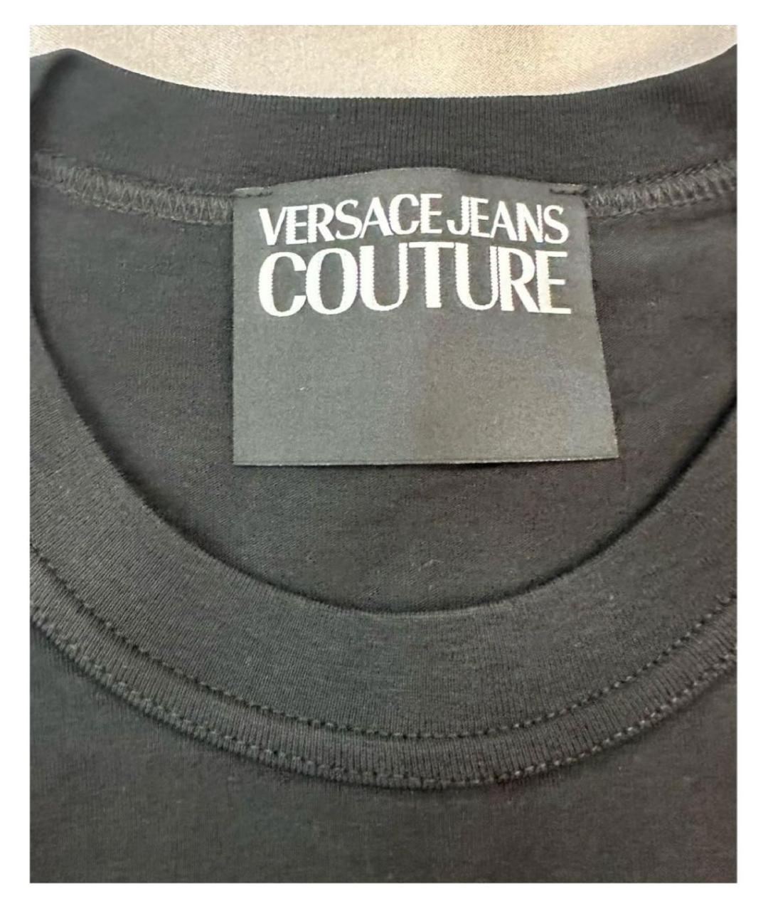 VERSACE JEANS COUTURE Черная хлопко-эластановая футболка, фото 5